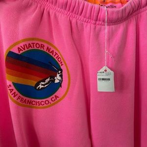 WOMEN'S AVIATOR NATION SWEATPANTS - NEON PINK